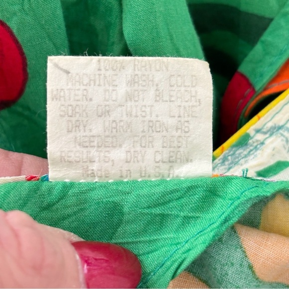 Jams World Vintage Dress Small Green Floral Lace Up Back - Picture 7 of 8